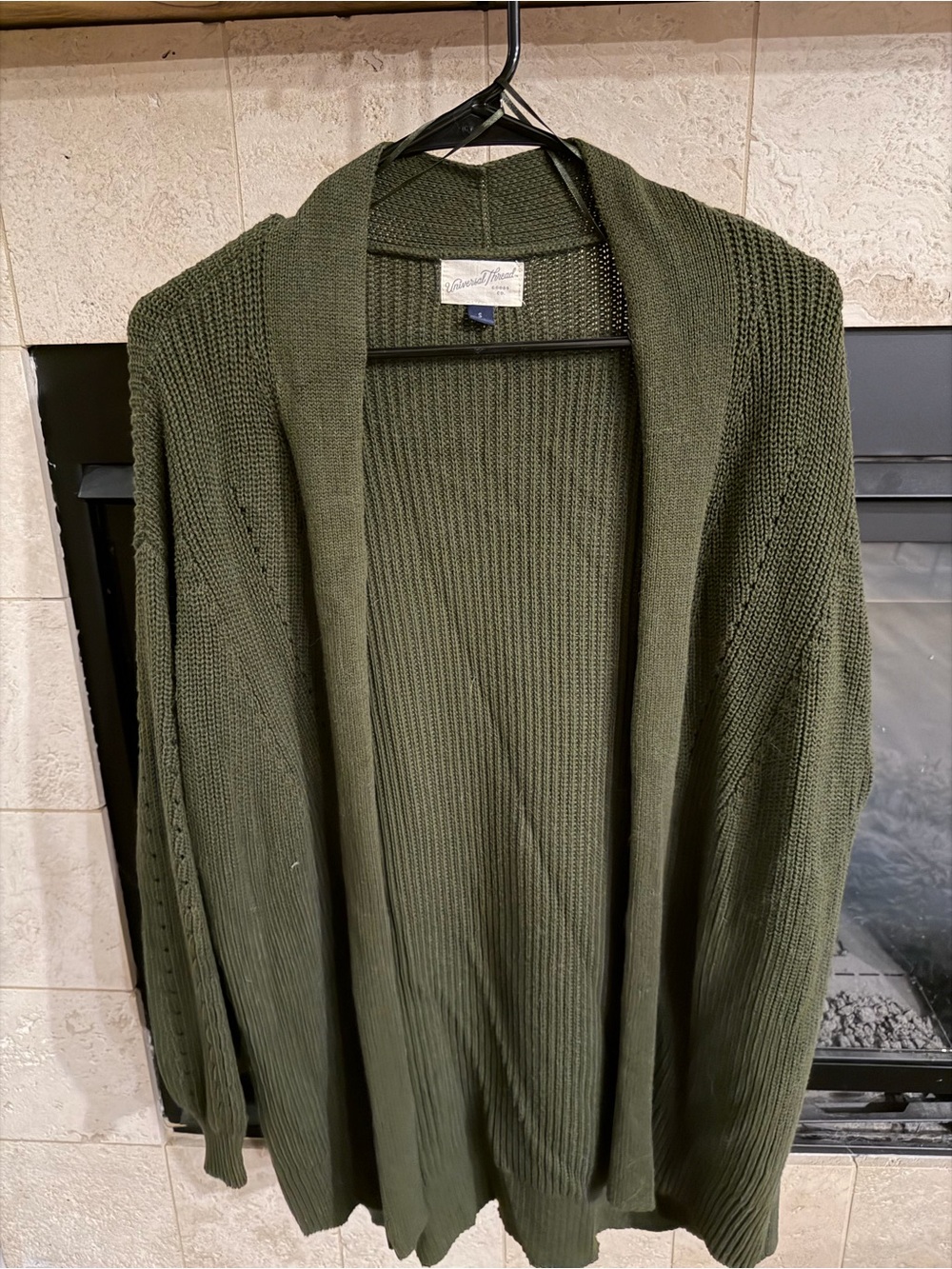 Universal Thread Olive Open-Front Ribbed Knit Cardigan